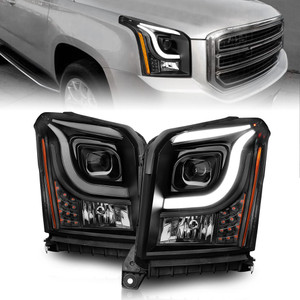 Black Clear Lens Projector Headlight Set for 2015-2020 GMC Yukon