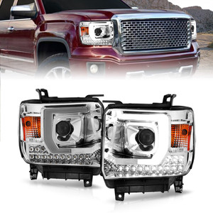 Chrome Clear Lens Headlight Set for 15-19 GMC Sierra 2500 HD w/o LED [Plank]