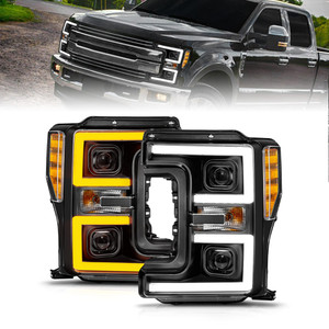 Black Clear Lens LED Projector Headlight for 17-19 Ford F-250 Super Duty w/o LED