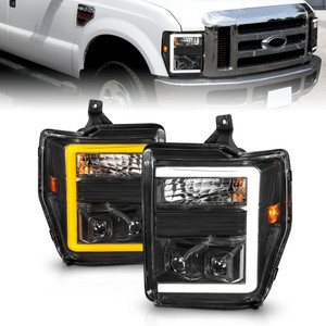 Black Clear Lens Projector Headlight Set for 2008-2010 Ford F-250 Super Duty