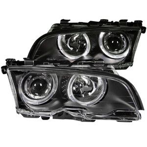 Black Clear Lens Projector Headlight Set w/Halo for 1999-2000 BMW 323i w/o HID