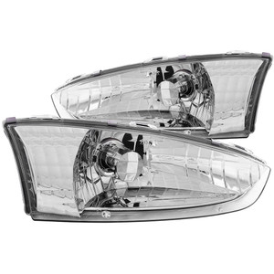 Chrome Clear Lens Crystal Headlight Set for 1997-2002 Mitsubishi Mirage