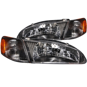 Black Clear Lens Crystal Headlight Set for 1998-2000 Toyota Corolla