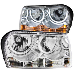 Chrome Clear Lens Crystal Headlight Set w/Halo for 2005-2010 Chrysler 300