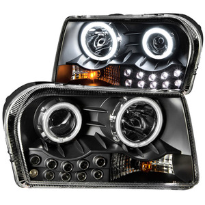 Black Clear Lens Projector Headlight Set w/Halo for 2005-2010 Chrysler 300