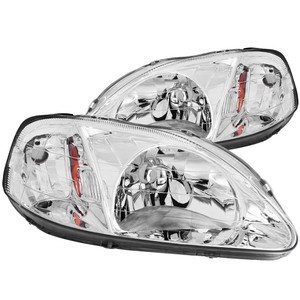 Chrome Clear Lens Crystal Headlight Set for 1999-2000 Honda Civic