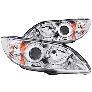 Chrome Clear Lens Projector Headlight Set w/Halo for 2004-2008 Mazda 3 4dr