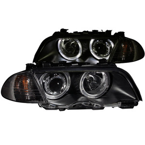 Black Clear Lens Projector Headlight Set w/Halo for 1999-2000 BMW 323i