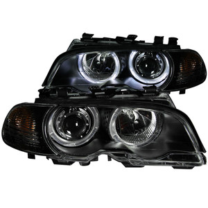 Black Clear Lens Projector Headlight Set w/Halo for 2001-2004 BMW M3