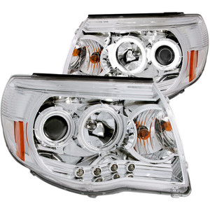 Chrome Clear Lens Projector Headlight Set w/Halo for 2005-2011 Toyota Tacoma