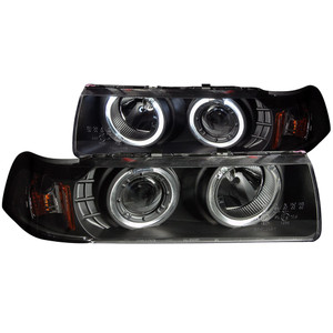 Black Clear Lens Projector Headlight Set w/Halo for 1992-1998 BMW 318i [G2]