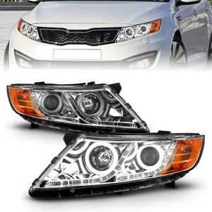 Chrome Clear Lens Headlight Assembly w/Halo for 11-15 Kia Optima w/o HID [CCFL]