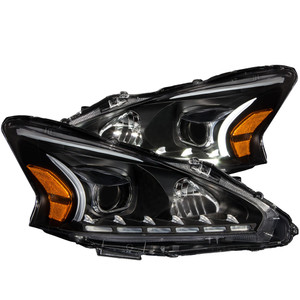 Black Clear Lens Projector Headlight Set for 2013-2014 Nissan Altima w/o HID