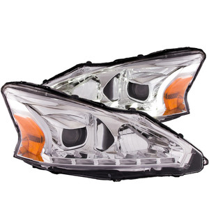 Chrome Clear Lens Headlights for 13-14 Nissan Altima w/o HID [Plank Style]
