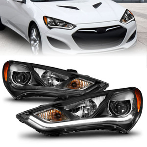 Black Clear Lens Projector Headlight Set for 2013-15 Hyundai Genesis Coupe Coupe