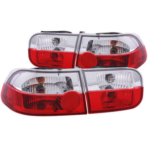 Chrome Red/Clear Lens Tail Light Assembly for 1992-1995 Honda Civic