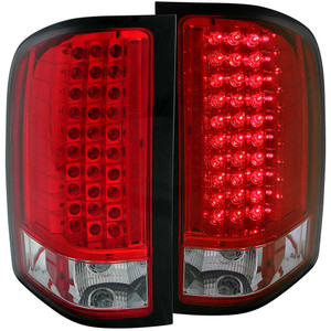 Chrome Red/Clear Lens Tail Light Assembly for 07-14 Chevy Silverado 3500 [LED]