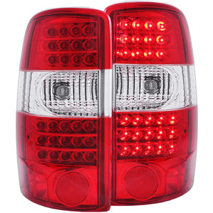 Chrome Red/Clear Lens LED Taillights for 00-06 Chevy Suburban 1500 w/o Barn Door
