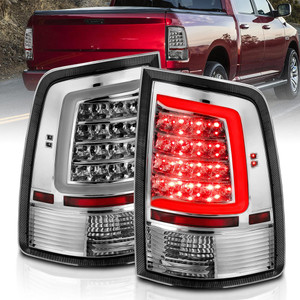 Chrome Clear Lens Taillights for 11-18 Ram 1500 w7440 Reverse Bulb [Plank Style]