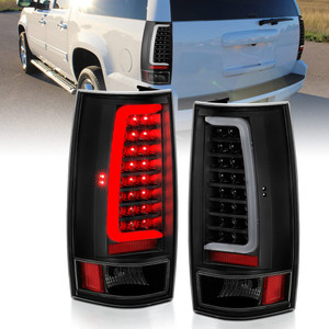 Black Clear Lens Tail Light Assembly for 07-14 Chevy Suburban 1500 [Plank Style]