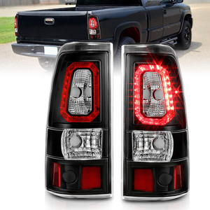 Black Clear Lens Taillight Set for 04-06 Chevy Silverado 3500 w/o Stepside [LED]