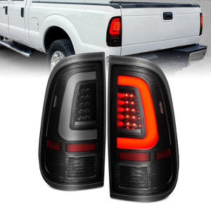 Black Clear Lens Taillight Set w/Light Bar for 08-16 Ford F-250 Super Duty [LED]