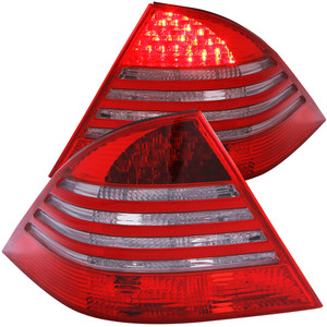 Chrome Red/Smoke Lens Taillight Set w/Rflctr for 00-05 Mercedes S430 w/W220 Body