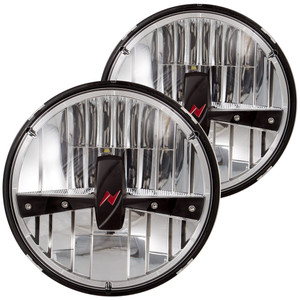 Bolt-On Round 7" Clear Lens LED Headlight Replacement Set Pair