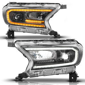 Chrome Clear Lens LED Headlights w/Sequential for 19-23 Ford Ranger w/Halogen