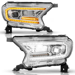 Chrome Clear Lens LED Projector Headlights for 2019-2023 Ford Ranger w/Halogen