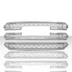 Set of 3 Clip-On Grille Overlay w/o Camera for 2019 GMC Sierra 1500 - Chrome