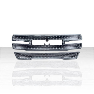 Set of 3 Clip-On Grille Overlay w/o Camera for 2021-2024 GMC Yukon SLE - Chrome