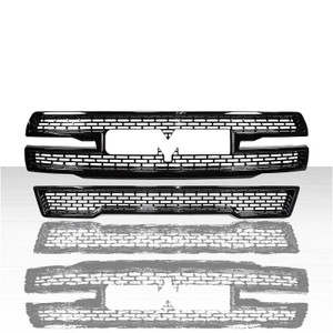 Set of 3 Clip-On Grille Overlay w/o Camera for 21-24 GMC Yukon SLE - Gloss Black