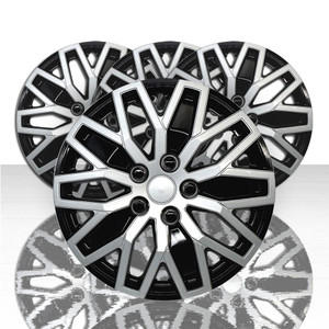 Set of 4 16" 5 Lug 10 Double Spoke Black/Silver Snap-On Wheel Covers