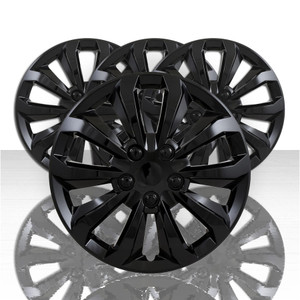 Set of 4 16" 10 Spoke ABS Plastic Universal Snap-On Wheel Covers - Gloss Black