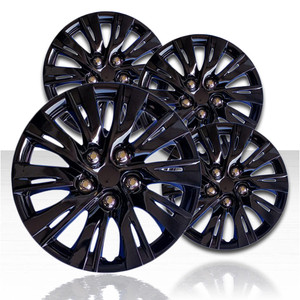 16" 10 Double Spoke Gloss Black Wheel Covers with Toyota Camry Style (Set of 4)