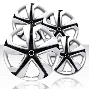 16" 5 Spoke Silver/Gloss Black Wheel Covers with Honda Civic Style (Set of 4)