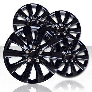 16" 10 Spoke Gloss Black Wheel Covers with Universal Style (Set of 4)
