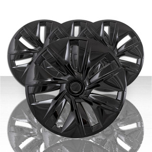 Set of 4 Snap-On Gloss Black 19" Wheel Covers w/Center Cap for 2018-2025 Tesla 3