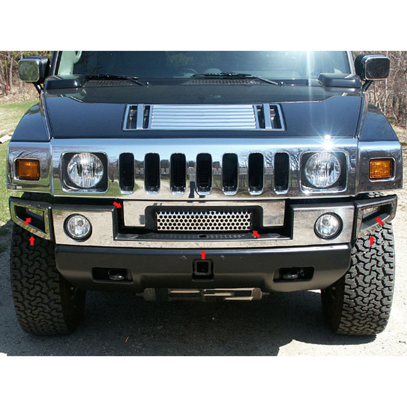 Luxury FX Chrome Top Rail Cover Trim fit for 2003-2009 Hummer H2 8pc