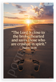 Psalm 34:18 'Lord Close to Brokenhearted' Inspirational 12x18 US Made Poster