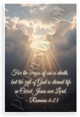 Romans 6:23 'Wages of Sin is Death but Gift of God Eternal Life' Inspirational 12x18 US Made Poster