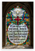 Romans 10:9 'If You Declare Jesus is Lord' Stained Glass 12x18 US Made Poster