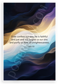 1 John 1:9 'If We Confess Our Sins He Is Faithful' Inspirational 12x18 US Made Poster