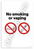 No Smoking or Vaping Safety Sign 12x18 US Made Poster