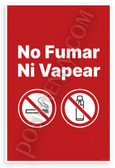 No Fumar Ni Vapear No Smoking No Vaping Spanish Health Safety 12x18 US Made Poster