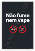 No Smoking No Vaping Não Fume Nem Vape Health Safety 12x18 US Made Poster