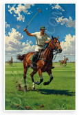 Dynamic Polo Player on Horseback Action Polo Match 12x18 US Made Poster