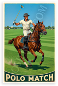 Polo Match Polo Player Horse Action Vintage Sports 12x18 US Made Poster