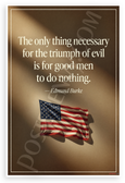 Edmund Burke "Only Thing Necessary for Triumph of Evil" Patriotic 12x18 US Made Poster